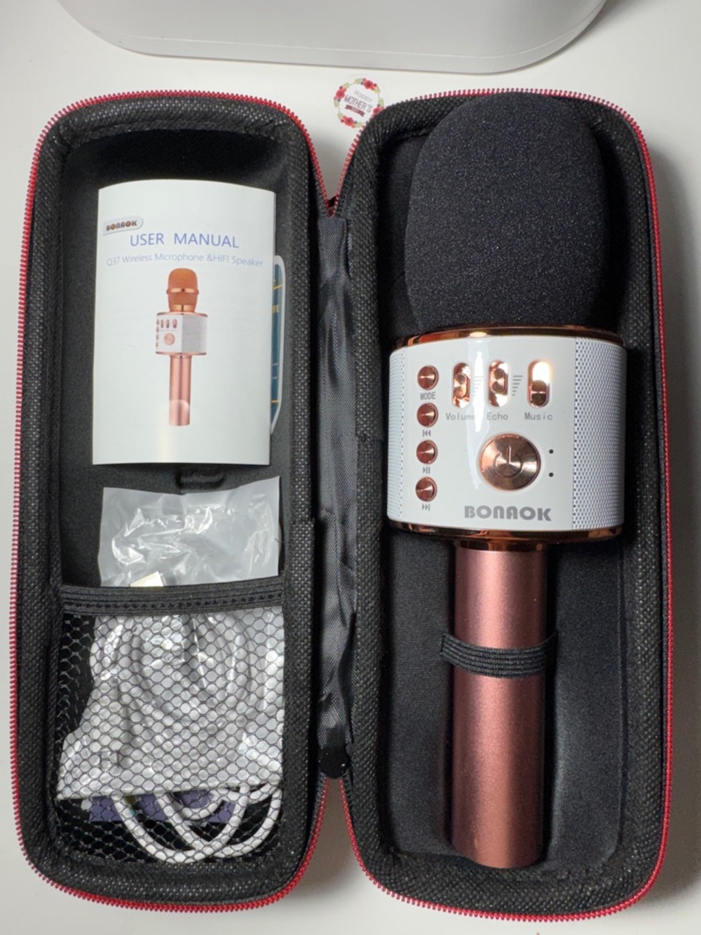 BONAIK Rose Gold Wireless Karaoke Microphone